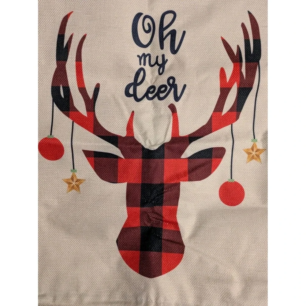 Buffalo Plaid Christmas Pillow Covers Set of 4 — Reindeer, Snowman, Tree, Deer